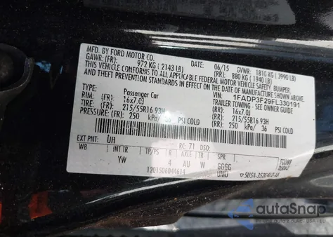 2015 Ford Focus Se from USA, damaged, VIN 1FADP3F29FL330191